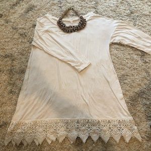 Pinkblush Maternity White Top with Lace Trim